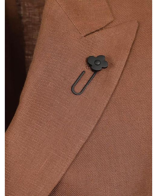 Lardini Brown Jacket Double Breasted Notched Lapels