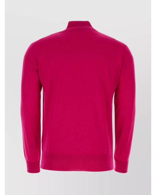 PT Torino Pink Ribbed Virgin Wool Mock Turtleneck Sweater for men