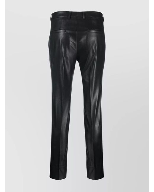 Incotex Gray Slim Fit Faux Leather Trousers