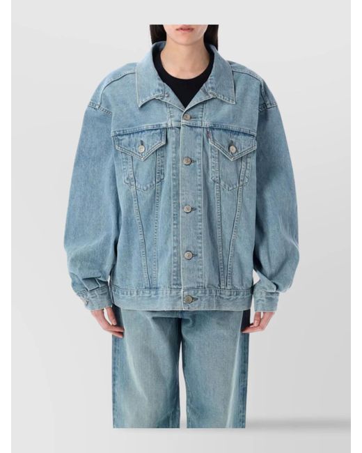 Junya Watanabe Blue Oversized Denim Jacket Long Sleeves
