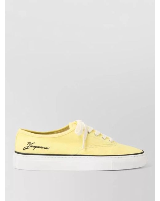 Jacquemus Metallic Canvas Low Top Sneakers Round Toe Rubber