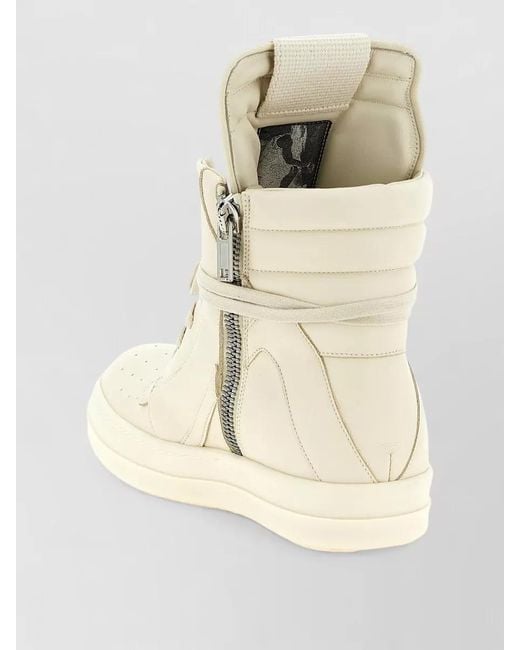 Rick Owens Natural Geometric High Top Leather Boots Sneakers for men