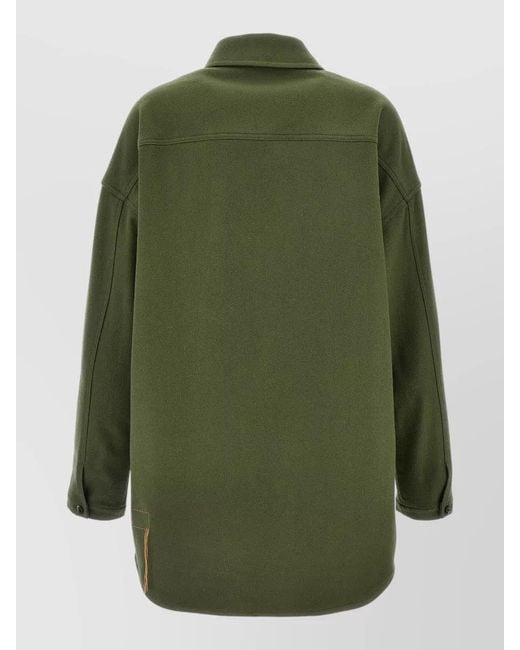 Fortela Green Monika Collared Overshirt Longline Flap Pockets