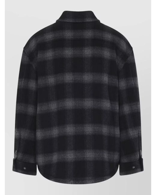 Off-White c/o Virgil Abloh Black Flannel Wool Overshirt Padded Coat for men