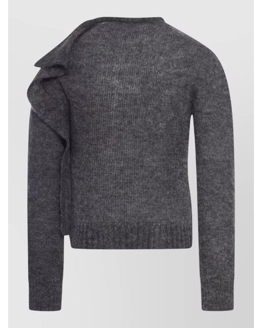 Niccolò Pasqualetti Gray Nota Mohair Sweater Asymmetric Crew Neck