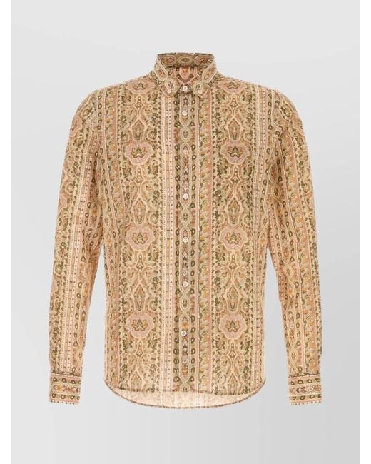 Valentino Garavani Natural Printed Cotton Shirt for men