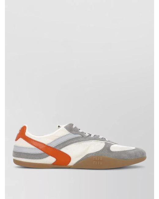 Miu Miu White Low Top Sneakers Contrast Panels Rubber Sole