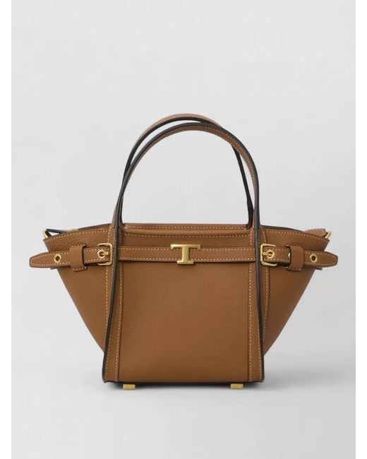 Tod's Brown T Timeless Mini Leather Shoulder Bag