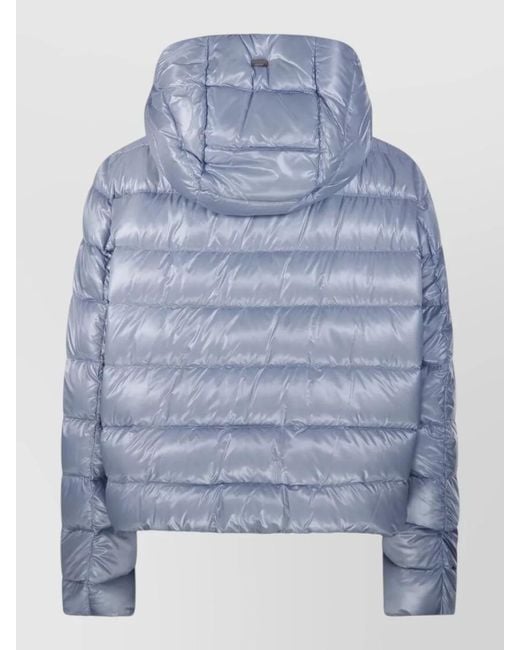 Herno Blue Hooded Padded Jacket Quilted Long Sleeves