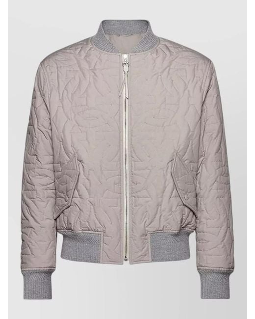 Ferragamo Gray Polyester Bomber Jacket for men