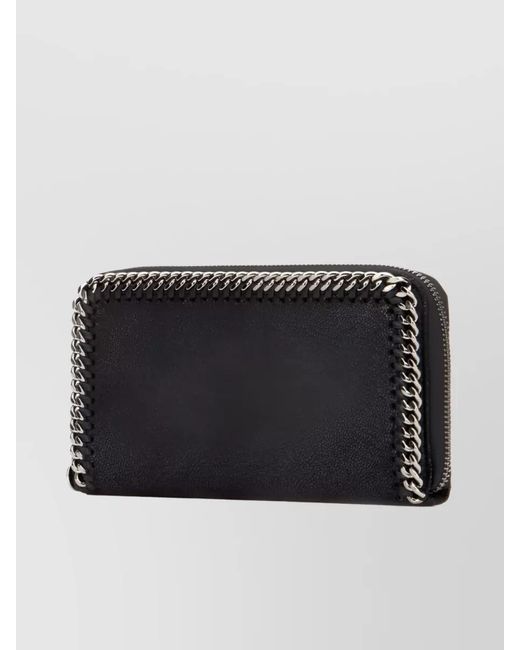 Stella McCartney Black Faux Leather Chain-Trim Continental Wallet