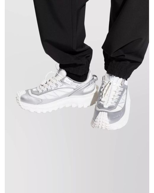 Moncler White Leather Low-Top Sneakers for men
