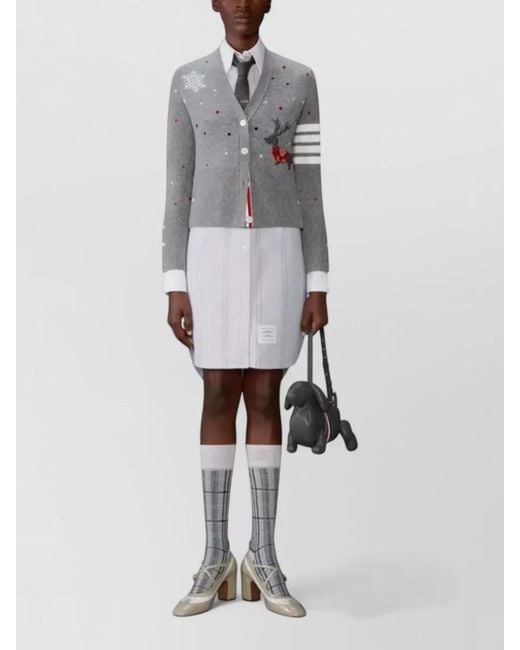 Thom Browne White Stripe Shirt Dress Knee Length Collar