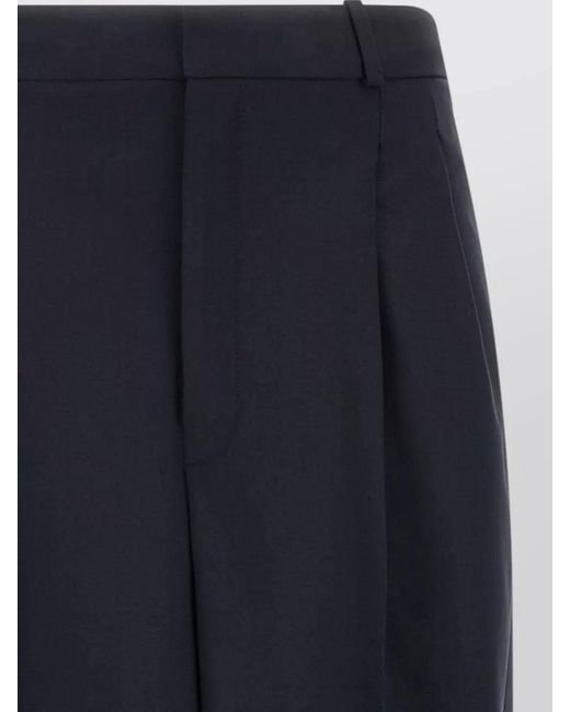 Polo Ralph Lauren Blue Wool Mid-Rise Wide-Leg Tailored Trousers
