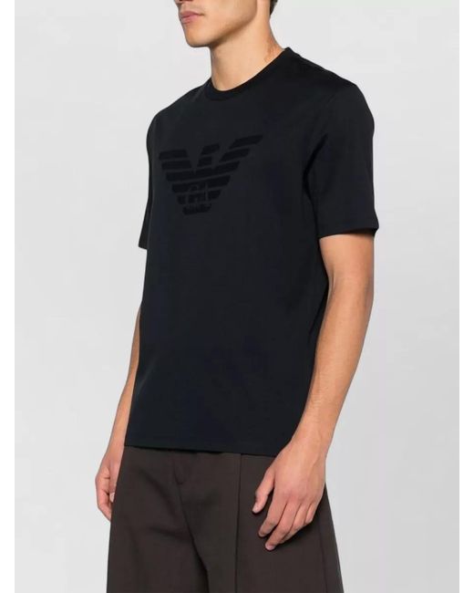 Emporio Armani Black Cotton Logo T-Shirt for men