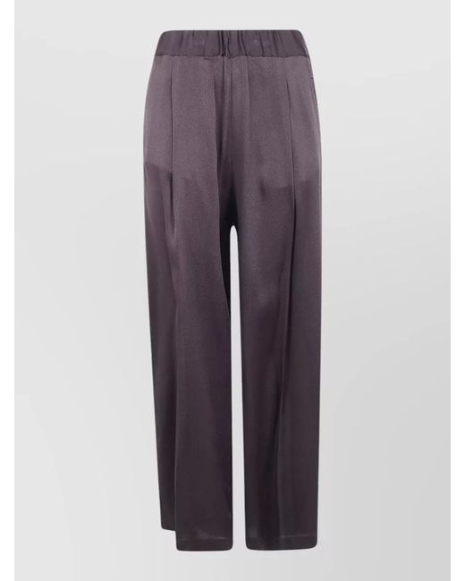 Semicouture Purple Silk Wide-Leg Trousers