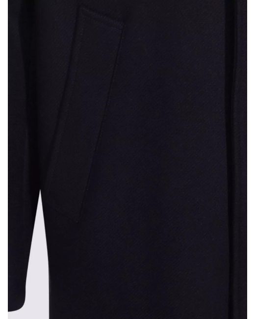 Herno Blue Single Breasted Wool Blend Padded Coat for men