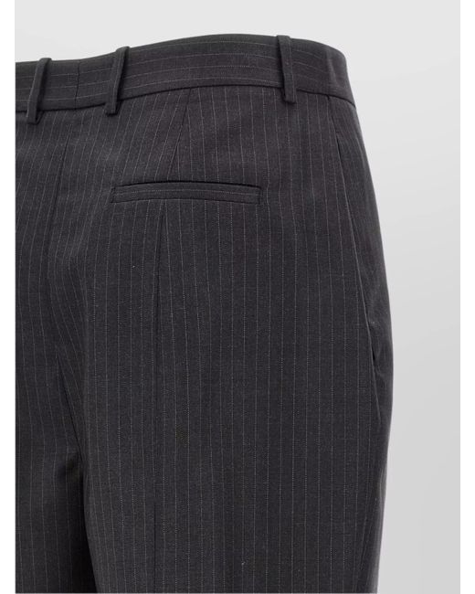 McQueen Blue Pinstripe Wool Tailored Trousers