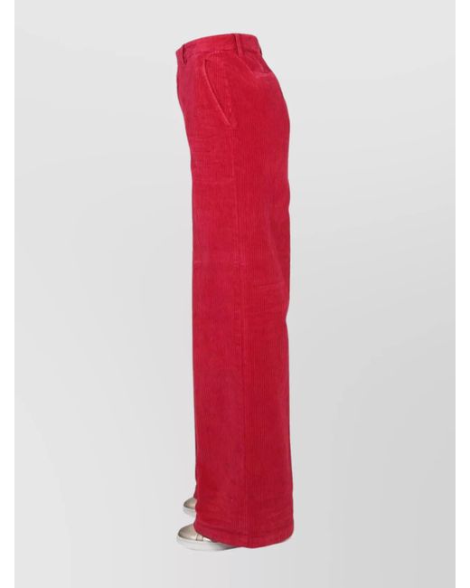 DSquared² Red Wide Leg Corduroy Trousers With High Waist