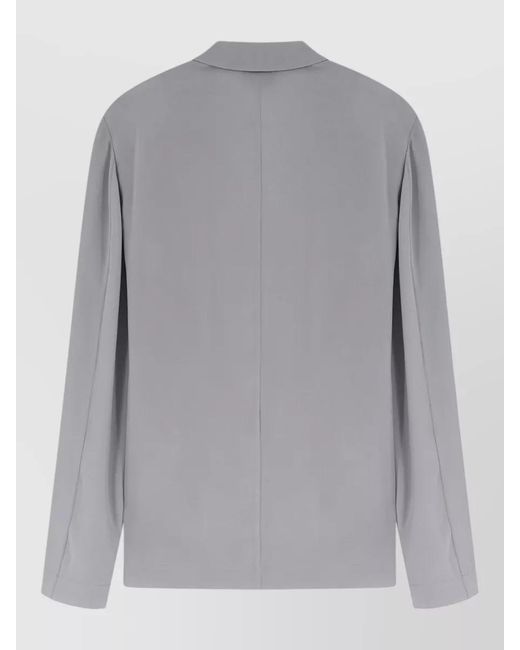 Alysi Gray Silk Blazer Long Sleeves Notched Lapel