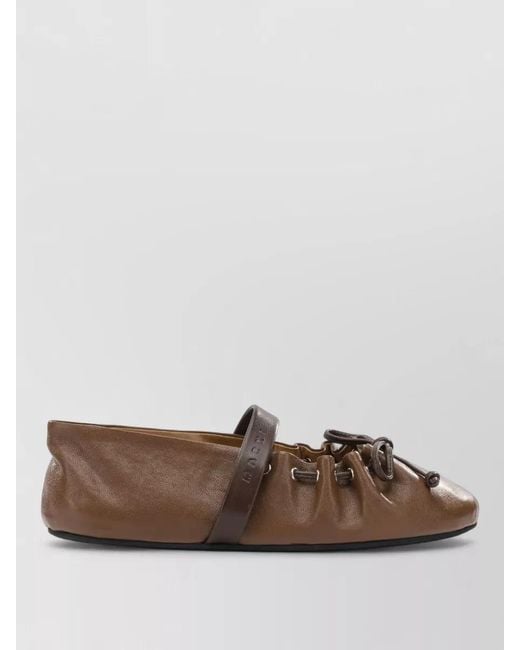 Marni Brown Leather Mary Jane Ballerina Flats
