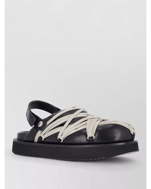 Rick Owens Black Open Toe Flat Sole Lightweight Slides for men