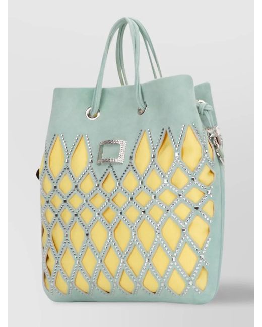 Roger Vivier Gray Colorful Cut-Out Embellished Tote