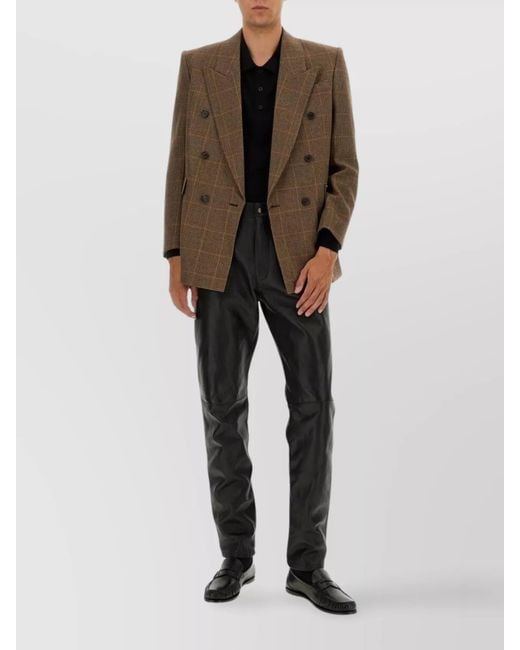 Saint Laurent Multicolor Cashmere Wool Double-Breasted Blazer for men