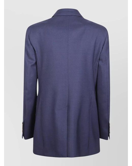 Max Mara Blue Tailored Double Breasted Jacket Notch Lapel