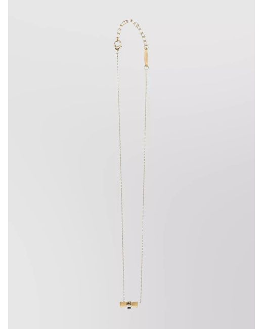 Ferragamo White Bow Detail Chain Necklace Adjustable Length