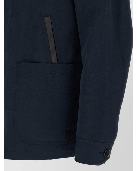 Brioni Blue Desert Collared Jacket Front Pockets for men