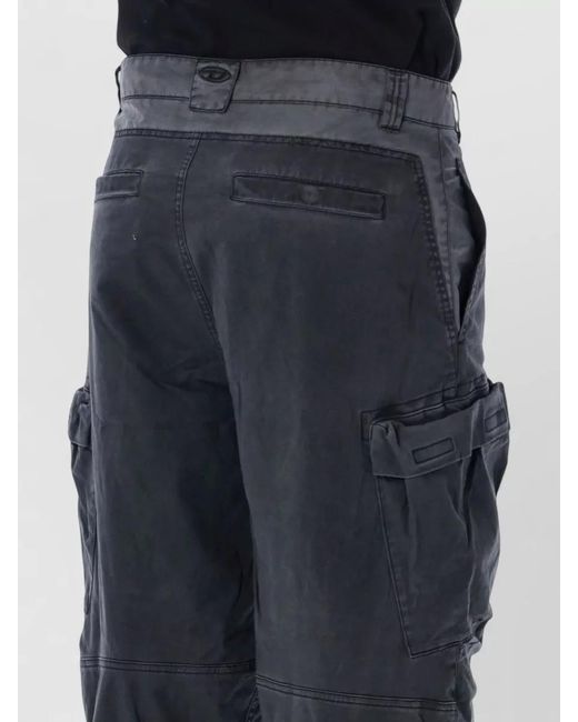 DIESEL Blue Rolfys Puffer Pants Belt Loops Cargo Pockets for men