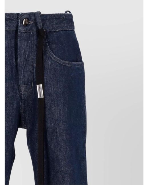 Ann Demeulemeester Blue Cotton Slim-Fit Cropped Straight Trousers