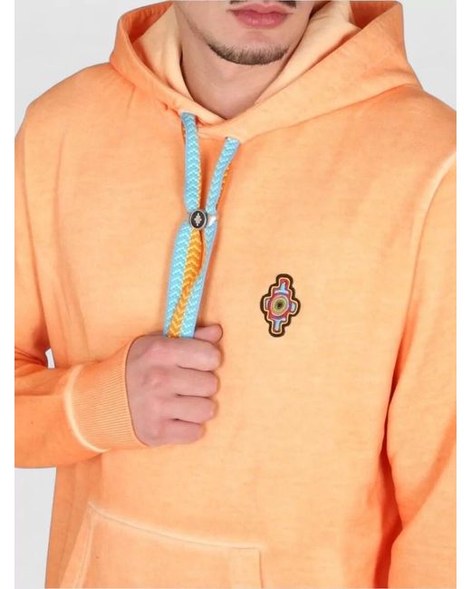 Marcelo Burlon Orange Sunset Cross Regular Hooded Sweatshirt for men