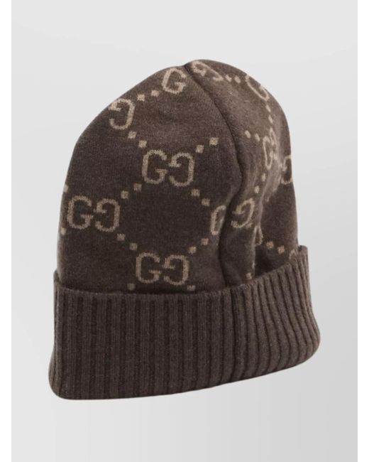 Gucci Brown Ribbed Cashmere Beanie for men