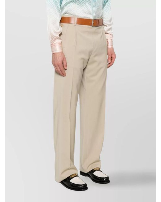Moschino Natural Virgin Wool Straight-Leg Trousers for men