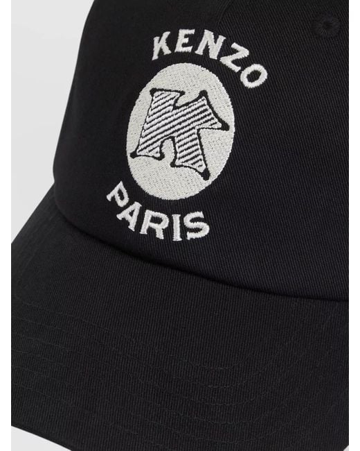 KENZO Black Paris Logo Baseball Cap Curved Brim for men