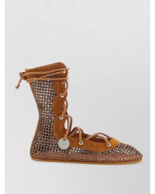 Kiko Kostadinov Brown Reticella Ankle Boots