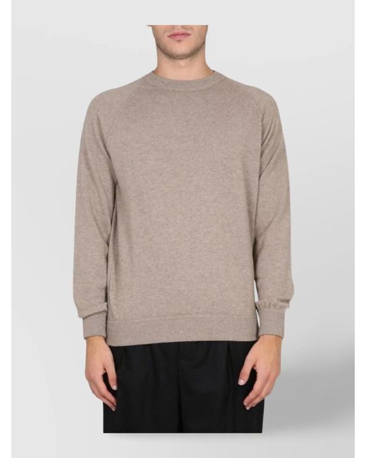 Drumohr White Ribbed Cashmere Cross-Neck Jumper for men