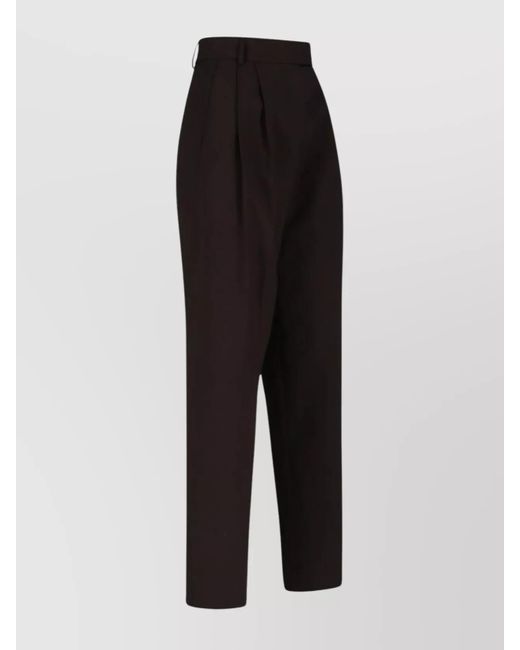 Frankie Shop Black Straight Leg Trousers With Back Pocket And Pleats