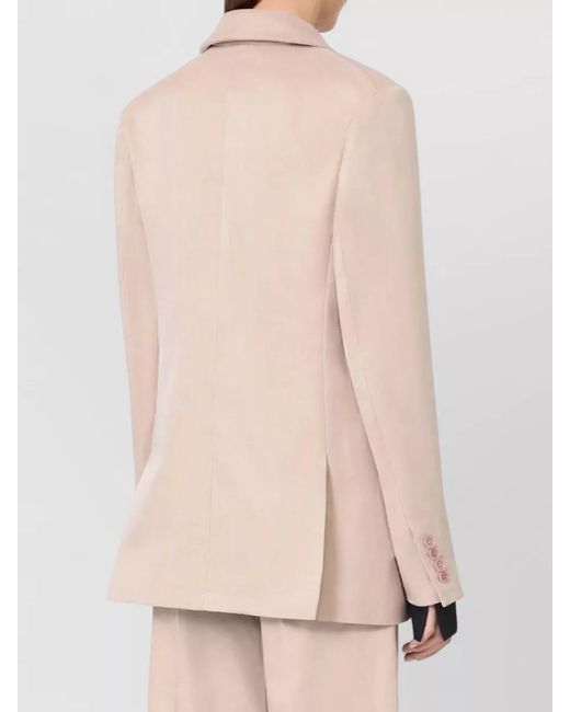 Max Mara Natural Longline Tailored Jacket Notched Lapels Buttons