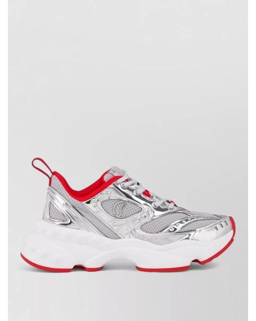 Christian Louboutin White Leather Mesh Panelled Low-Top Sneakers