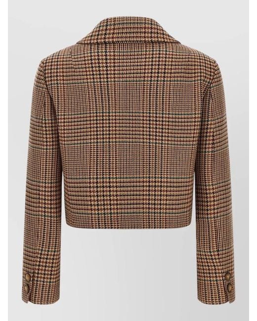 Etro Brown Prince Wales Cropped Plaid Blazer Jacket