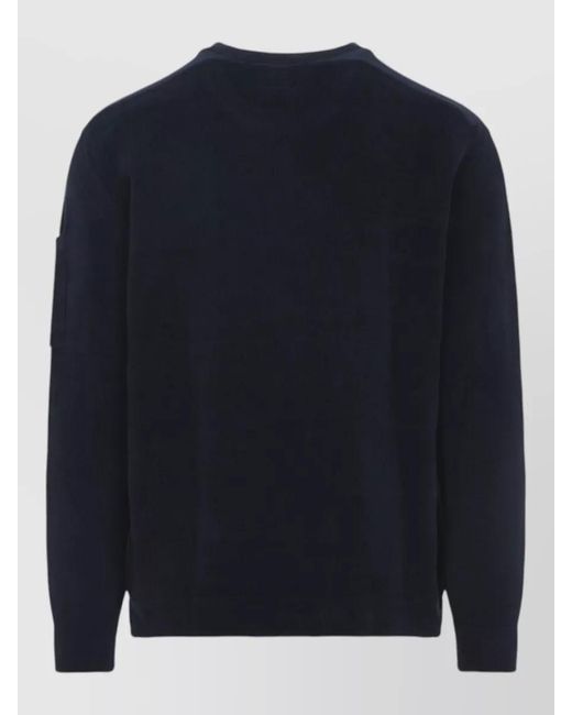 C P Company Blue Crewneck Lens Wool Pullover Long Sleeves for men