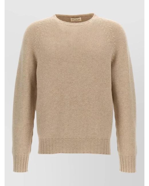Ma'ry'ya Natural Cashmere Crew Neck Raglan Knit Sweater for men