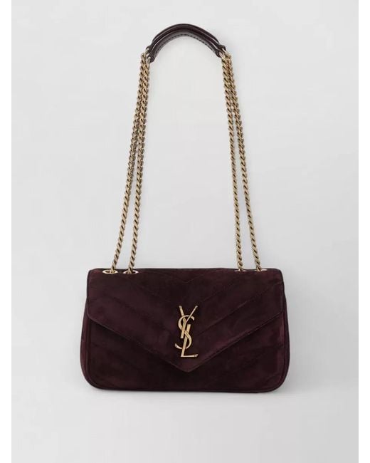 Saint Laurent White Lou Suede Chain Detail Shoulder Bag