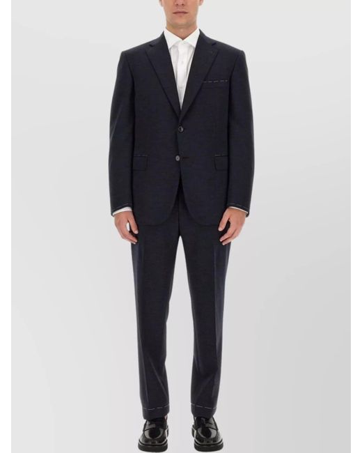 Brioni Blue Suit With Notch Lapel And Regular Fit for men
