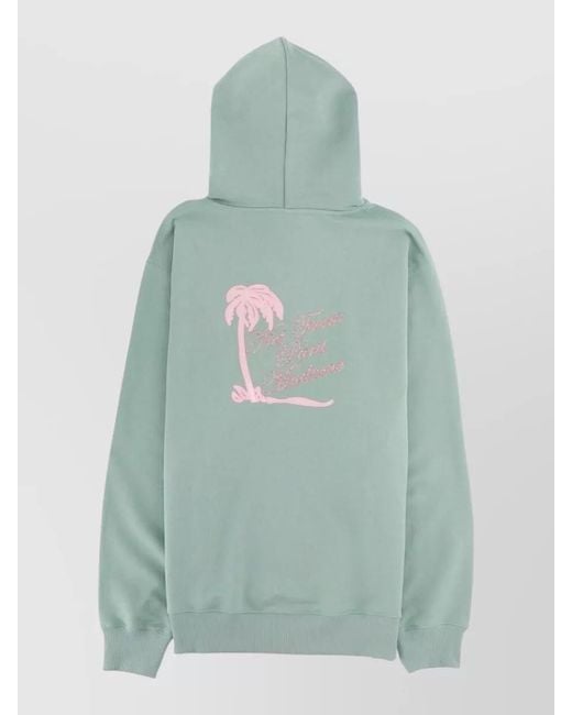 Drole de Monsieur Green Palm Trees Slogan Hooded Sweatshirt for men