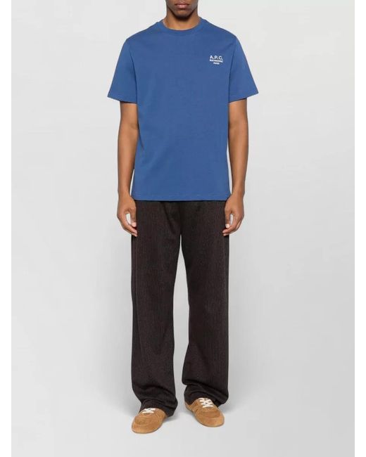 A.P.C. Blue Cotton Straight-Fit T-Shirt for men