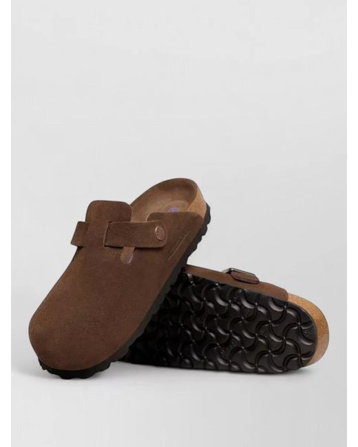Birkenstock Brown Silk Blend Round Toe Rubber Sole Slippers